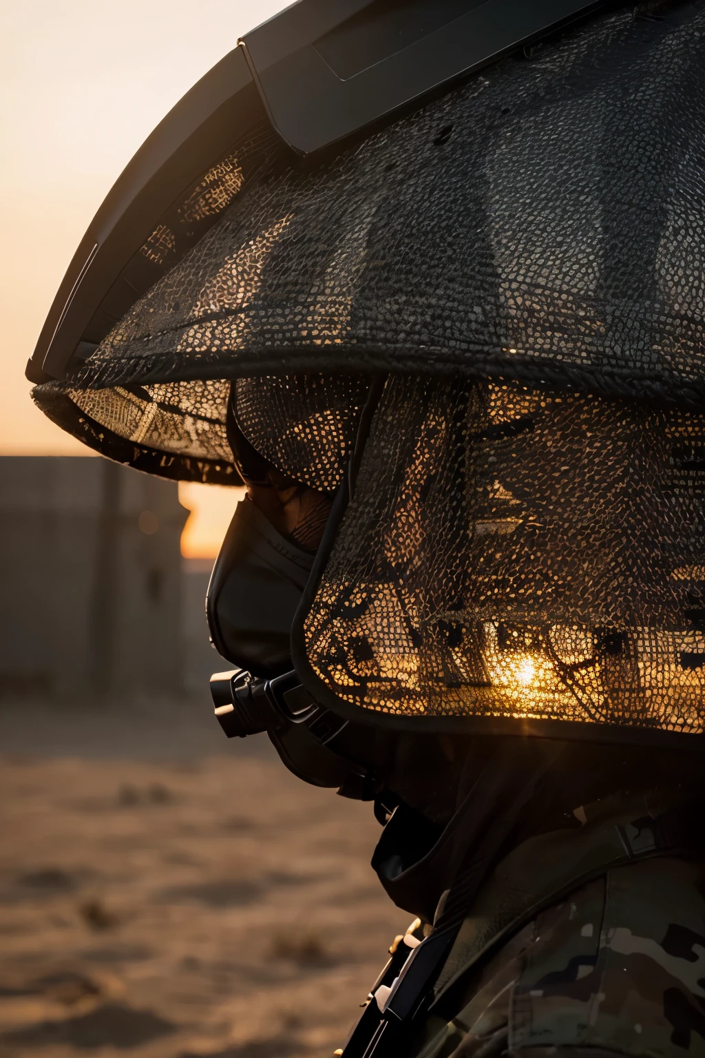(best quality,8k,ultra-detailed,real 1.2),complex geometric animal,army facing animal,only silhouettes visible,detailed light,detailed shadows,sunset,colorful heat waves in distance