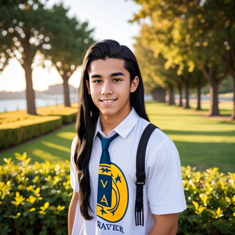 18 year old macular frat bro with long black hair 