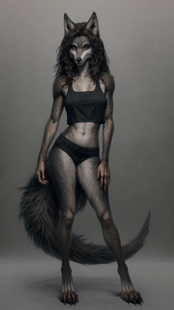 Wolf Woman full body sexy beasts breasts on Skinny Crop Top