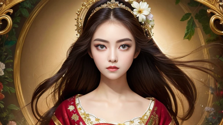 (masterpiece, 最high quality:1.2), One woman, masterpiece, Best image quality, high quality,(Super detailed), (wallpaper), Long, narrow eyebrows、Beautiful and big eyes、Let's draw a cropped image of a nose,Japanese、