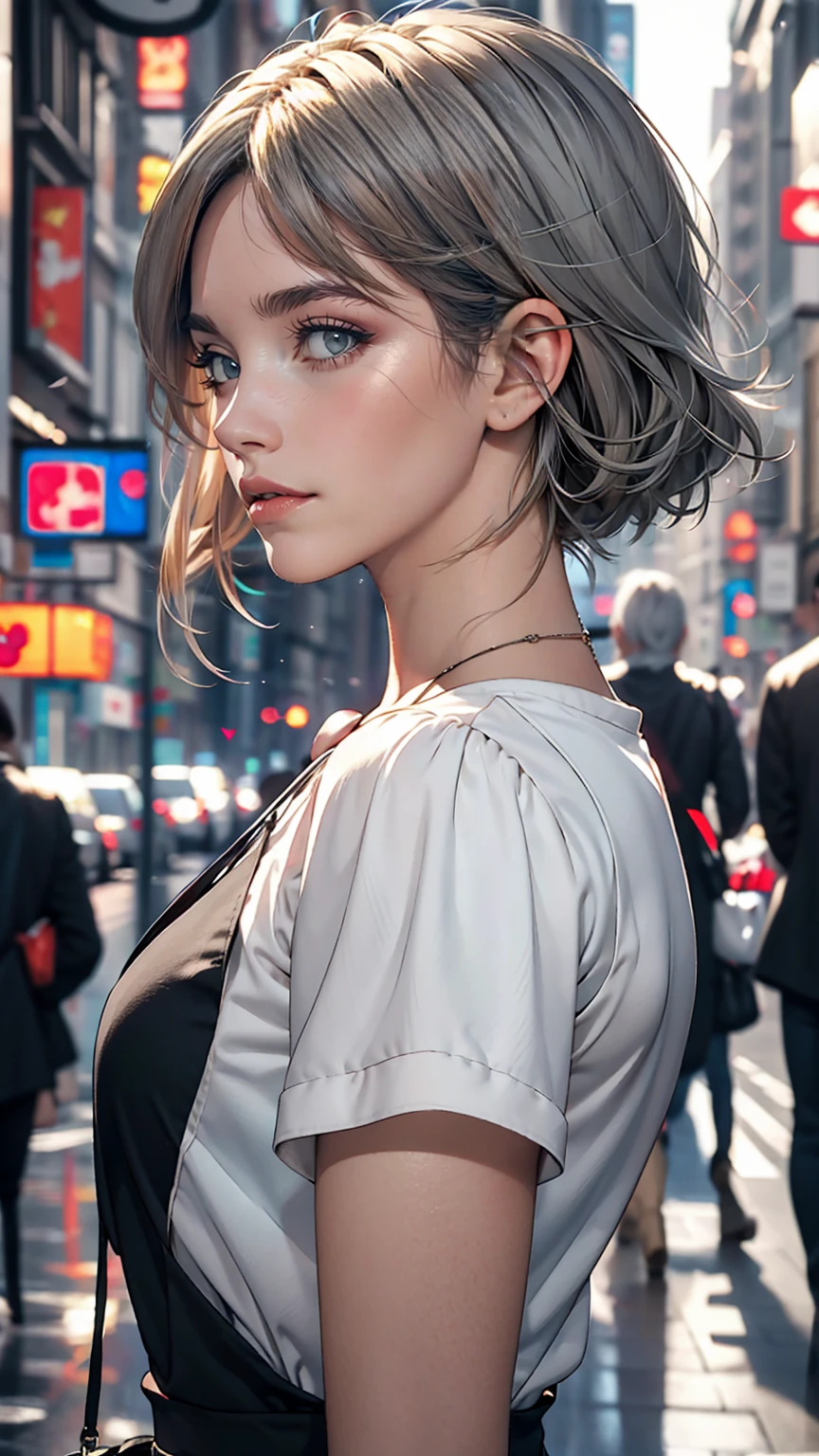 Gray Hair, girl, Profile picture, blue eyes