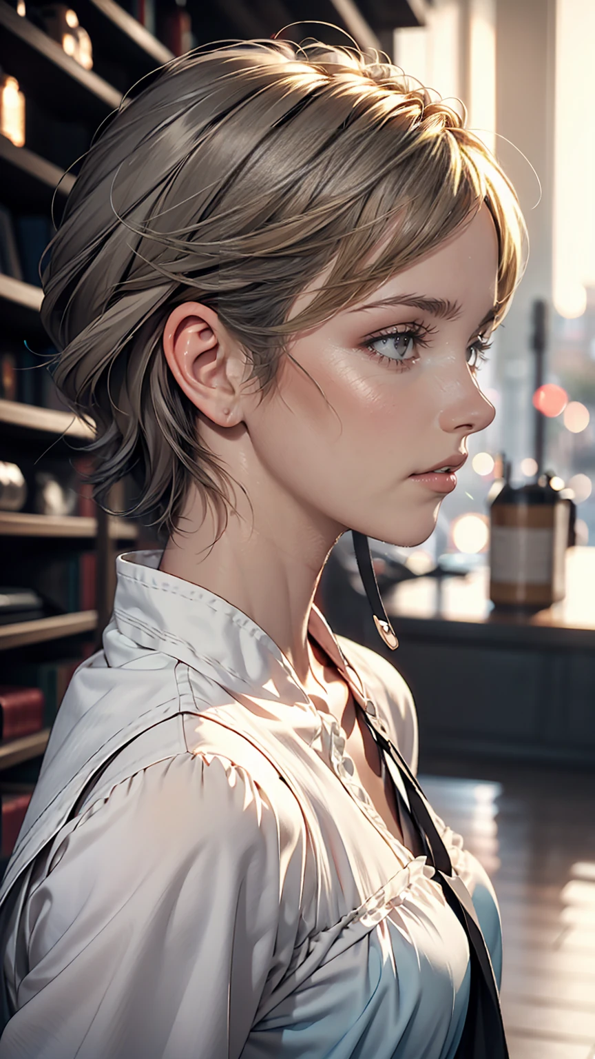 Gray Hair, girl, Profile picture, blue eyes