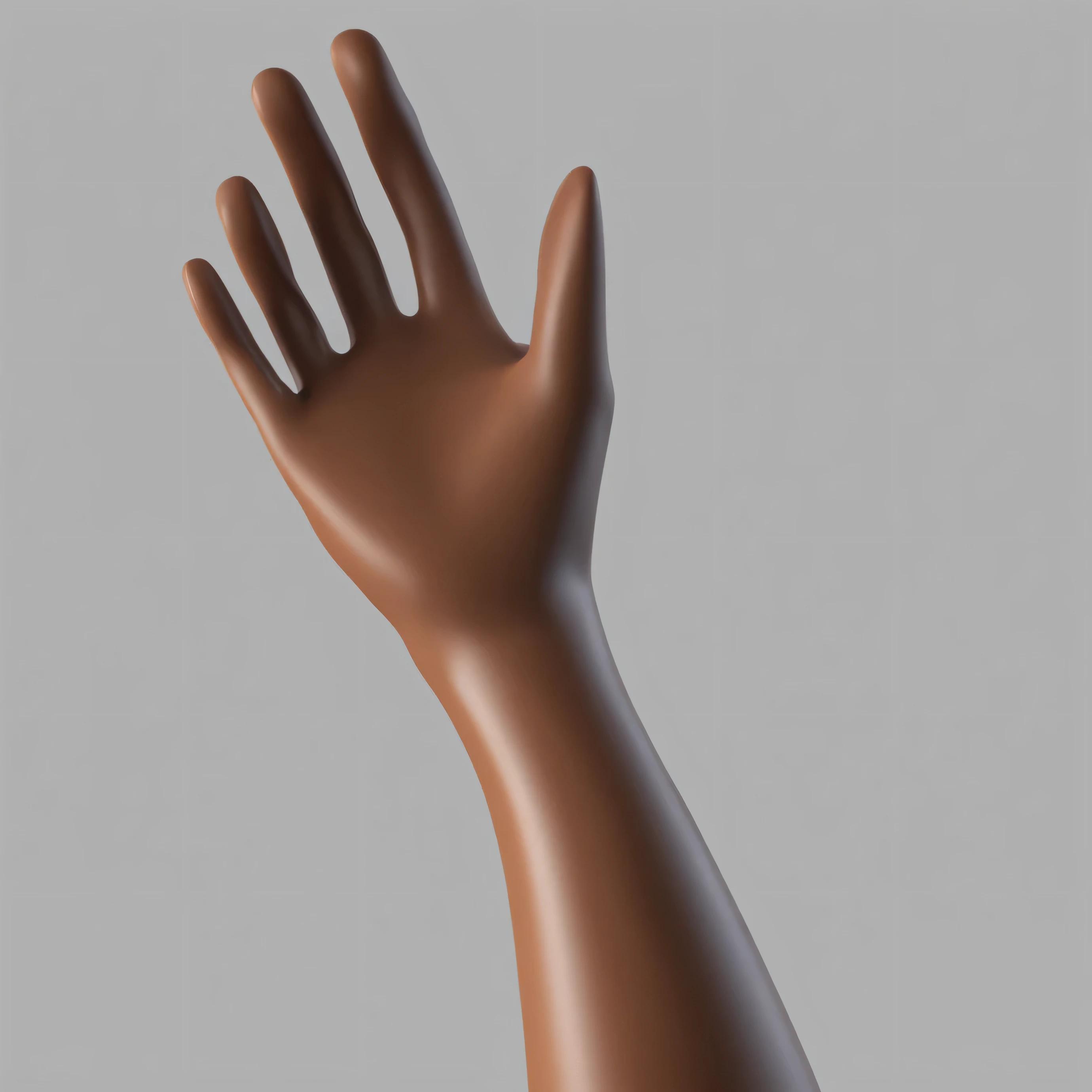 an arm of a brunette with brown skin with open hands