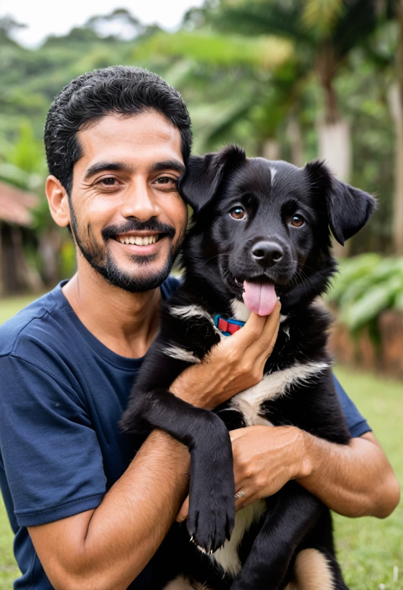 garoto de 25 anos com um cachoro