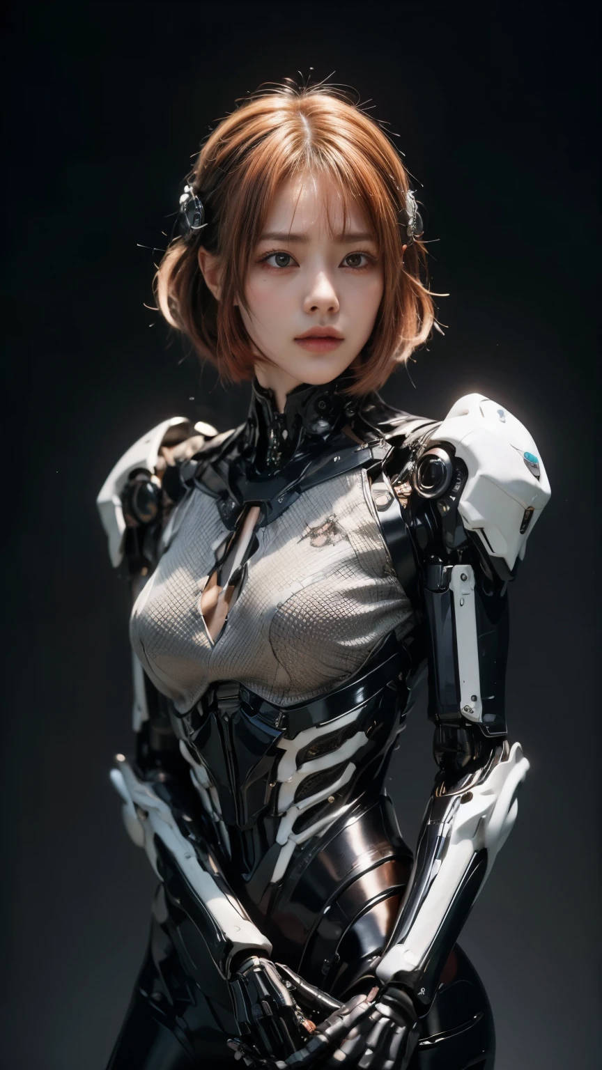 (top-quality:1.2, masterpiece)、ultra high resolution、extremely ultra surrealism, (Photorealsitic:1.4)、Raw photo、(Steampunk Battle Cyborg fallen angel)、(large mechanical bat wings)、black porcelain body、red hair、glowy skin、1 Cyborg girl、(mechanical frame:1.3)japanese, extremely cute face, ((super realistic details))、portrait、globalillumination、Shadow、octan render、8K、ultrasharp、character edge light、Details of complex ornaments、Acrylic Clear Cover、Sumerian details、Hydraulic cylinder、Small LED lamp、highly intricate detail、Realistic light、a purple eye、radiant eyes、Facing the camera、neon details、cowboy shot、Futuristic headgear、About Cyberpunk