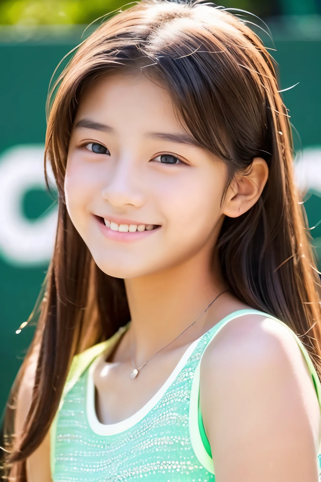 。smile、Beautiful eyes、Beautiful colored clothes、tennis、Sparkling、Shine、Charm、