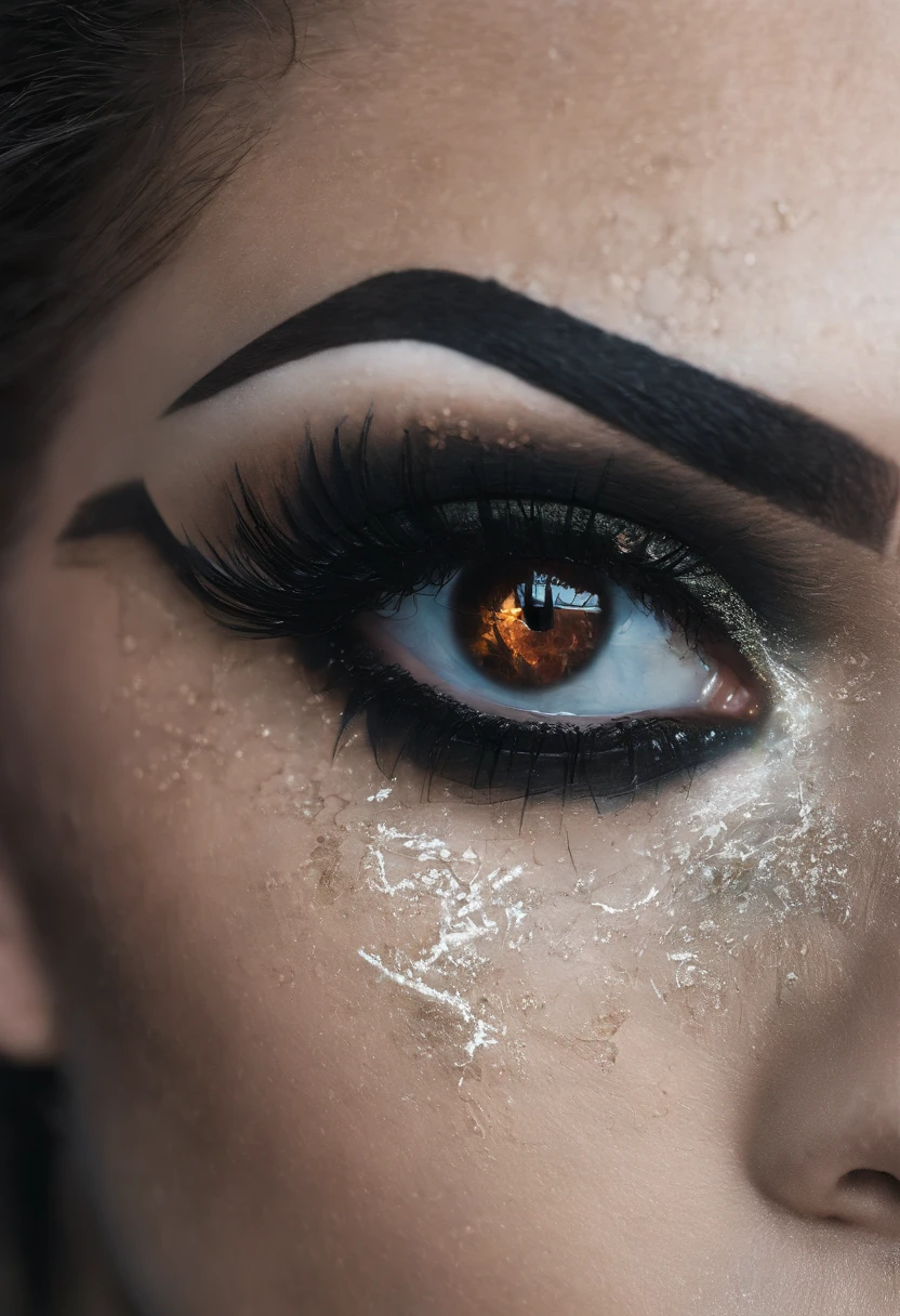 colofull face, extrem closeup, full makeup, detailed eye retna, epic, nice lighting, realistic, macro