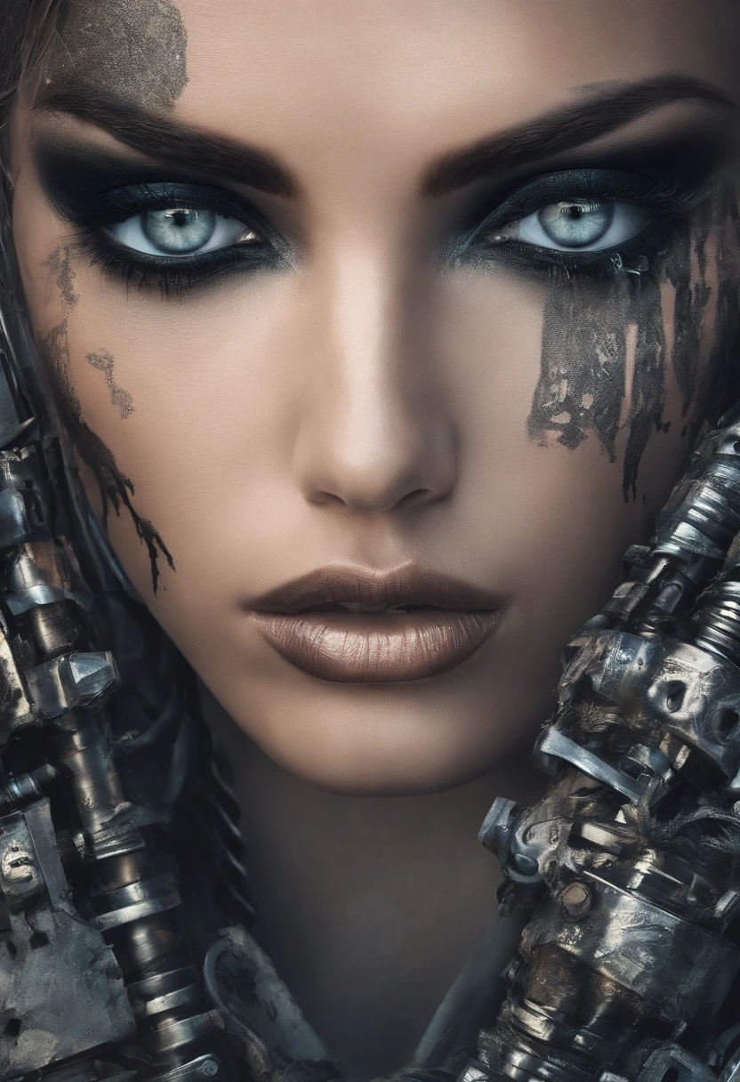 colofull face, extrem closeup, full makeup, detailed eye retna, epic, nice lighting, realistic, macro