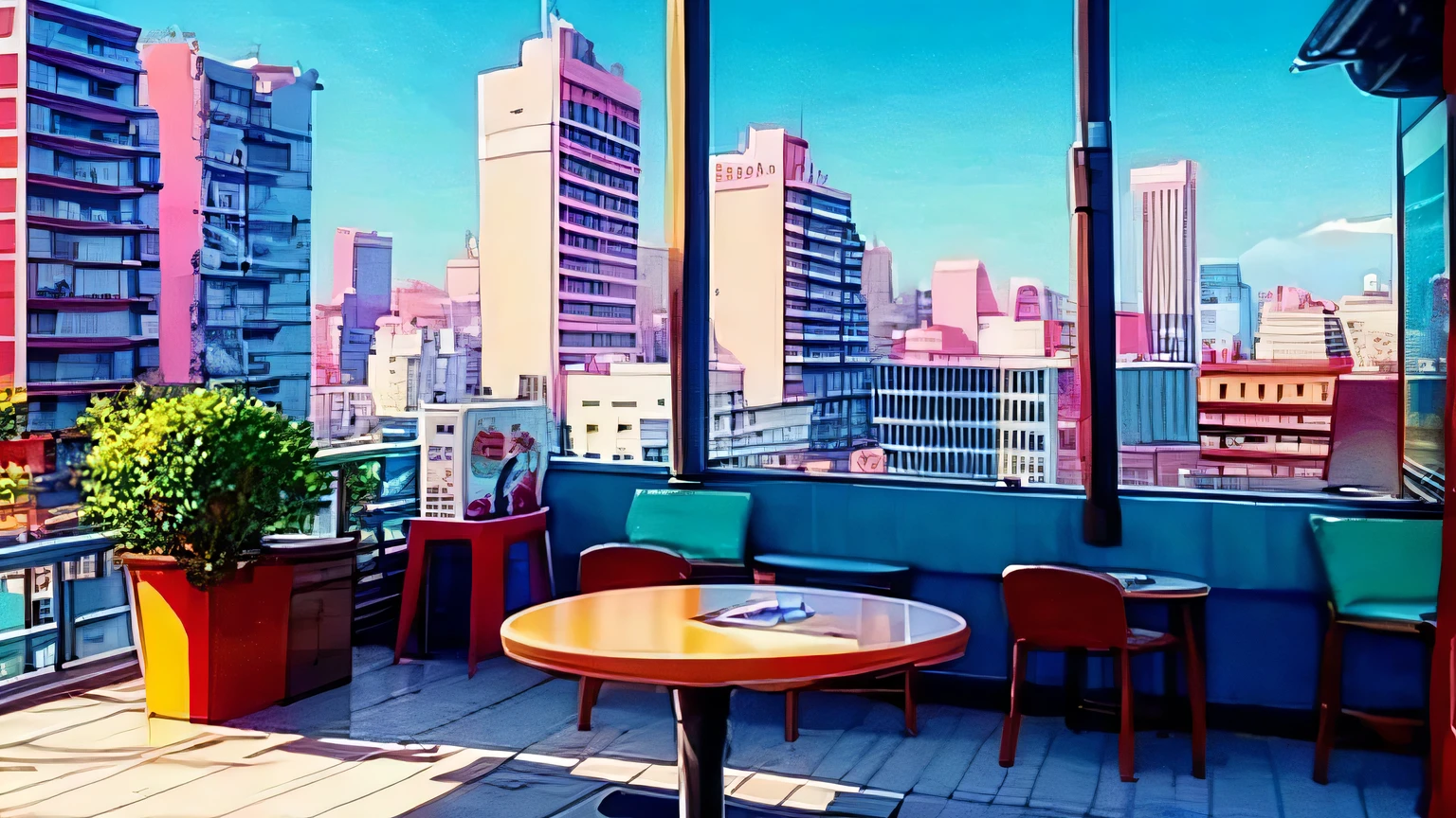 Anime Style,City,Cafe,20 year old girl,reading,cake,coffee
