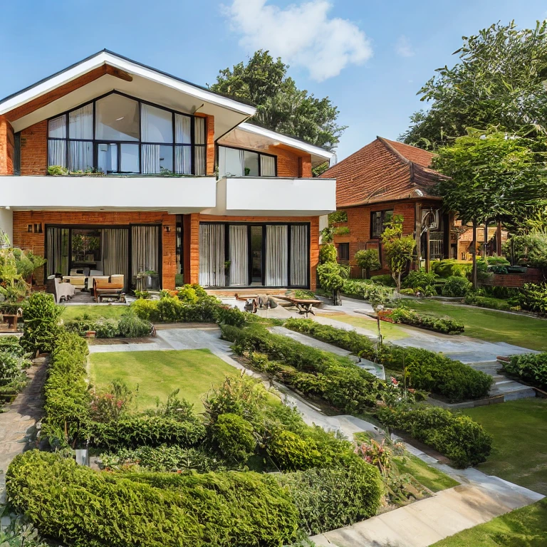 (masterpiece, best quality:1.2), KTHOUSE C4 - garden and morden real, 1 morden house:1.2