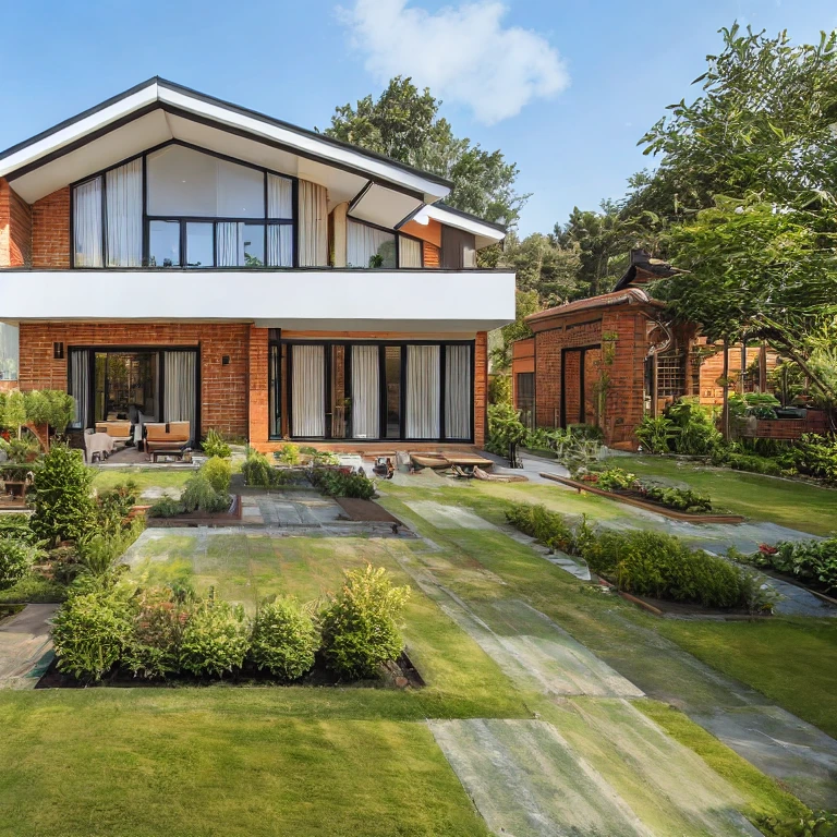 (masterpiece, best quality:1.2), KTHOUSE C4 - garden and morden real, 1 morden house:1.2