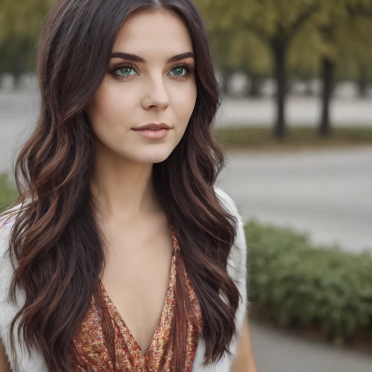 best quality:1.2), 1girl, solo, model, natural, green eyes, outdoor