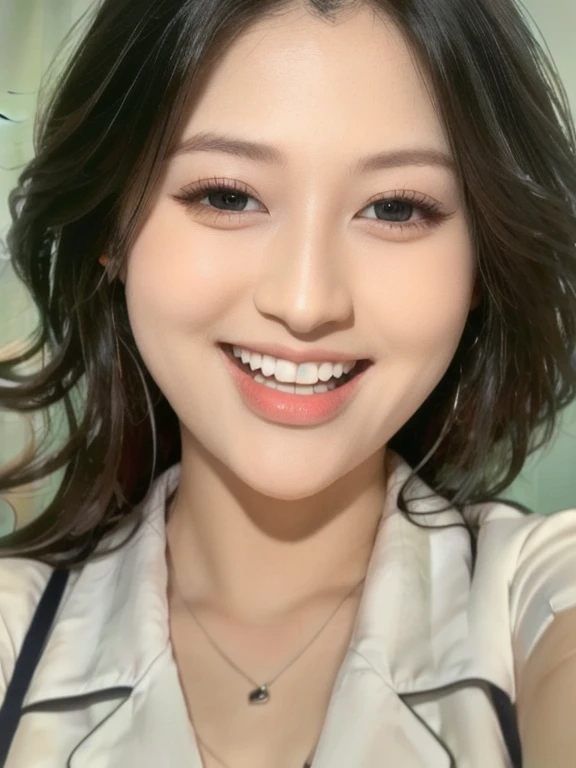 (realistic、masterpiece、Best Quality、8K、highres、high resolution:1.3)、1 girl、Huge breasts、smile, white bikini、pale white skin、looking at viewers、super fine face and eyes、long hair、indoor、 upper body、