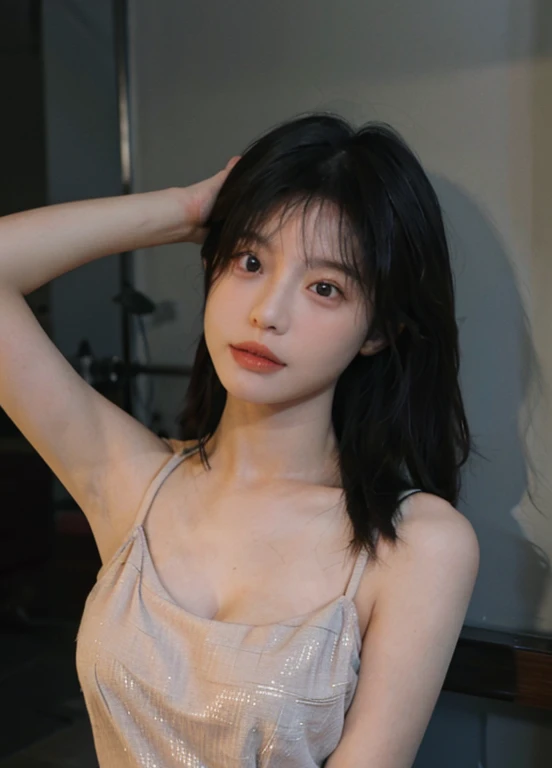best qualtiy,tmasterpiece,Ultra-high resolution,(realisticlying:1.4),2 girls,A pair of pure apricot eyes,looking at viewert,Raised sexy,(:1.2),(big cleavage breasts:1.3),(The upper part of the body:1.4)