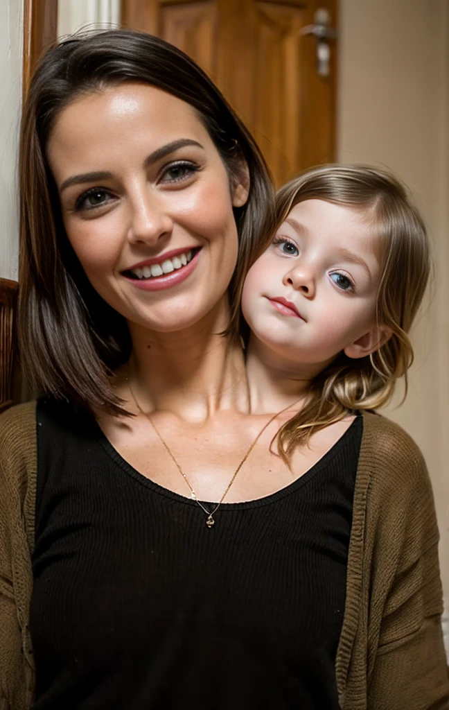 2heads, two headed girl, (one head adult woman:1.5), (one head female child:1.5)