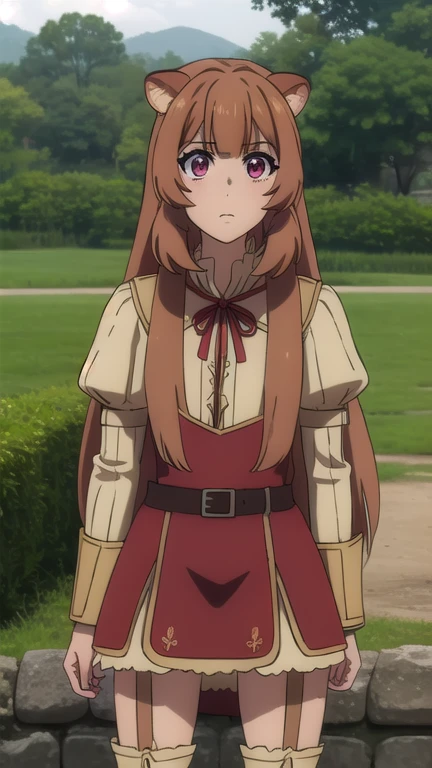 raphtalia, raphtalia, orejas de animales, by the chestnut, pelo largo, orejas de mapache, chica mapache, raccoon Cola, (ojos rojos:1.5), Cola,
ROMPER arm garter, belt, brown belt, brown vestido, vestido, mangas de julieta, mangas largas, mangas hinchadas, short vestido,
ROMPER looking at viewer,
ROMPER outdoors, bosque, Naturaleza, sol, cielo, (tiro de vaquero:1.5),
ROMPER (obra maestra:1.2), mejor calidad, high resolution, fondo de pantalla de unidad 8k, (ILLUSTRATION:0.8), (beautiful deColaed eyes:1.6), extremely deColaed face, perfect lighting, extremely deColaed CG, (manos perfectas, perfect anatomy),