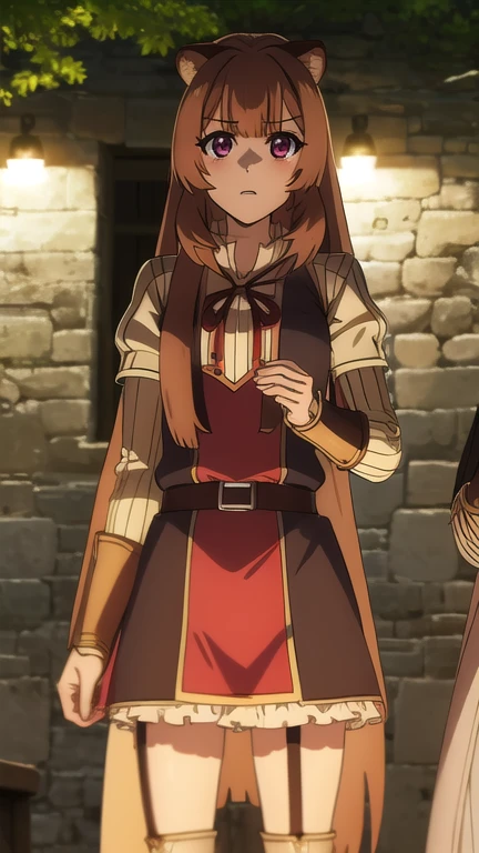 raphtalia, raphtalia, orejas de animales, by the chestnut, pelo largo, orejas de mapache, chica mapache, raccoon Cola, (ojos rojos:1.5), Cola,
ROMPER arm garter, belt, brown belt, brown vestido, vestido, mangas de julieta, mangas largas, mangas hinchadas, short vestido,
ROMPER looking at viewer,
ROMPER outdoors, bosque, Naturaleza, sol, cielo, (tiro de vaquero:1.5),
ROMPER (obra maestra:1.2), mejor calidad, high resolution, fondo de pantalla de unidad 8k, (ILLUSTRATION:0.8), (beautiful deColaed eyes:1.6), extremely deColaed face, perfect lighting, extremely deColaed CG, (manos perfectas, perfect anatomy),