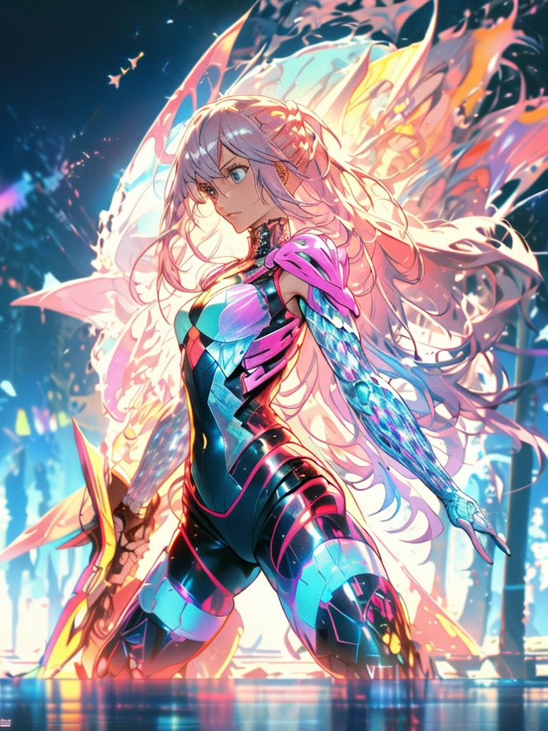 gwenpool, ((assassin style)),((Doragon)),water world,Colosseum,saibe,tattoo,no clothes,Savage,small bust,robot hand,Shoulder-length messy hair, no clothes,Detailed beautiful face,Delicate and beautiful eyes,shield,happy, mail, Super fine skin,Beautiful slim style anime girl, Super detailed painting, Luminism, Concept art by Carne Griffiths and Wadim Kashin, 4K resolution, Fractal isometric detail bioluminescence , 3D rendering, octane rendering, complexly detailed , ish, Trending isometric center hyperrealistic cover photo awesome full color on artstation, Hand Painted , Gritty, Realistic Mucha , complex, Hit definition , ish,rough sketch, Thick lines, on the paper, (saiber punk:1.4), frills,lace,frills,lace,frills,lace
BREAK
((Cool oversized chainsaw in hand)), ((Super large cool weapon machine)),open stance, Action pose,
White background,simple background,Wide-angle lens