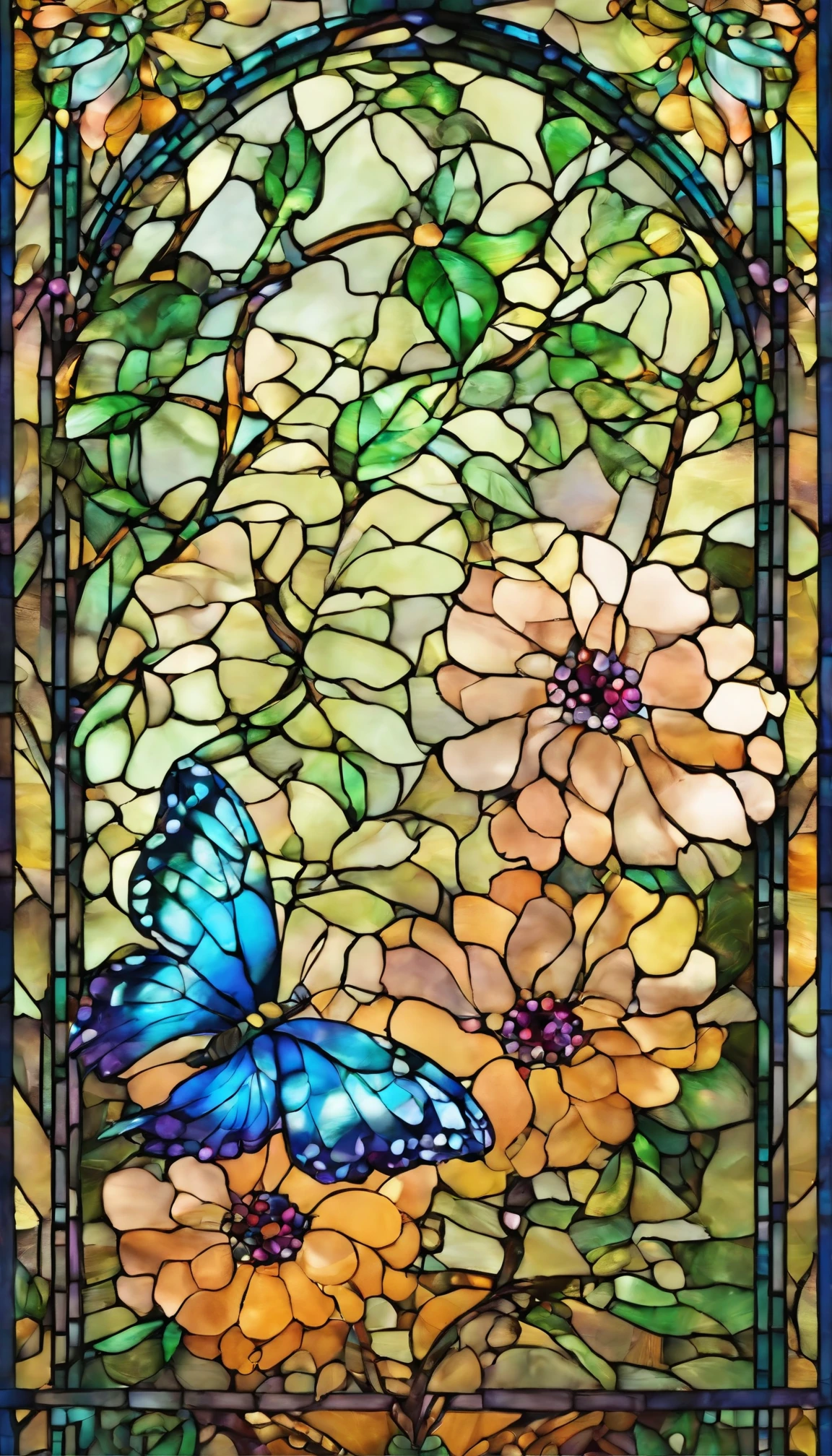 The background is greenblue,All expressed with jewels, the arrival of spring, various beautiful wisteria flowers,Swallowtail butterfly,beautiful birds
, angles looking up from below, various jewels falling from the sky, wonderful and beautiful superb view, slightly hazy, fantastic, high resolution, 8K, (best quality, highres, realistic:1.37), shiny metallic flowers, intricate and delicate petals, reflective surfaces, vibrant colors, intricate details, close-up view, surreal garden, surreal beauty, dreamy atmosphere, fine art, abstract botanicals, metallic sculpture, contrasting textures, ethereal glow