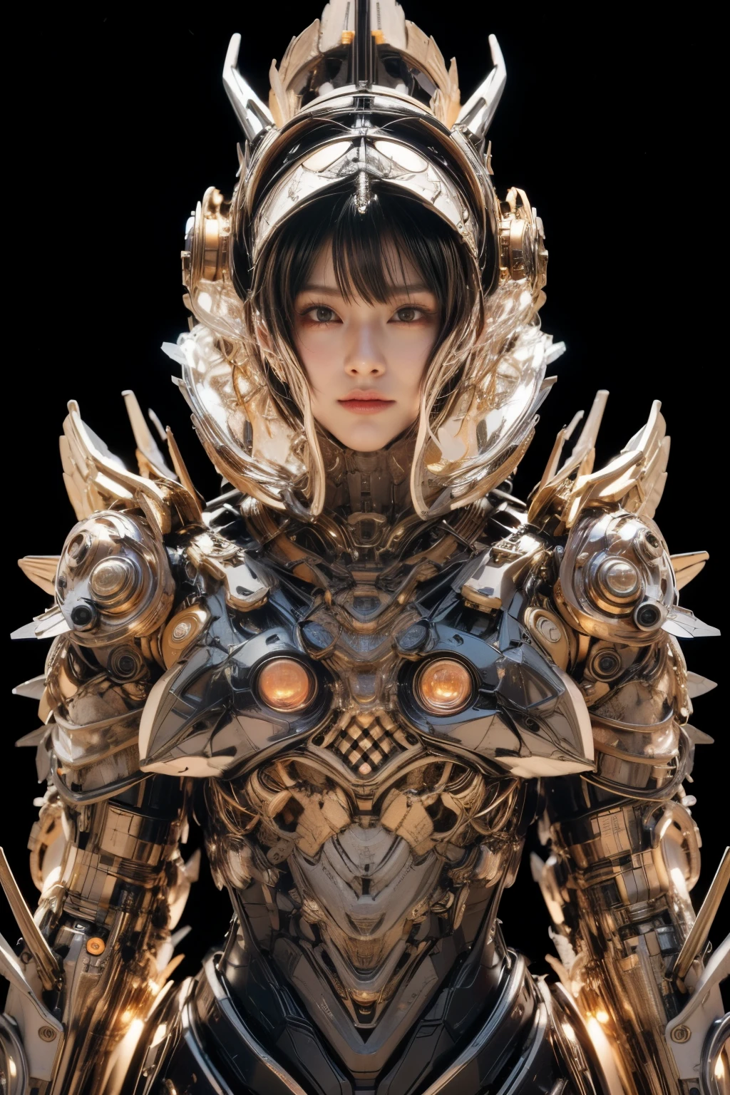 (top-quality:1.2, masterpiece)、ultra high resolution、extremely ultra surrealism, (Photorealsitic:1.4)、Raw photo、(Steampunk Battle Cyborg fallen angel)、(large mechanical bat wings)、black porcelain body、red hair、glowy skin、1 Cyborg girl、(mechanical frame:1.3)japanese, extremely cute face, ((super realistic details))、portrait、globalillumination、Shadow、octan render、8K、ultrasharp、character edge light、Details of complex ornaments、Acrylic Clear Cover、Sumerian details、Hydraulic cylinder、Small LED lamp、highly intricate detail、Realistic light、a purple eye、radiant eyes、Facing the camera、neon details、cowboy shot、Futuristic headgear、About Cyberpunk