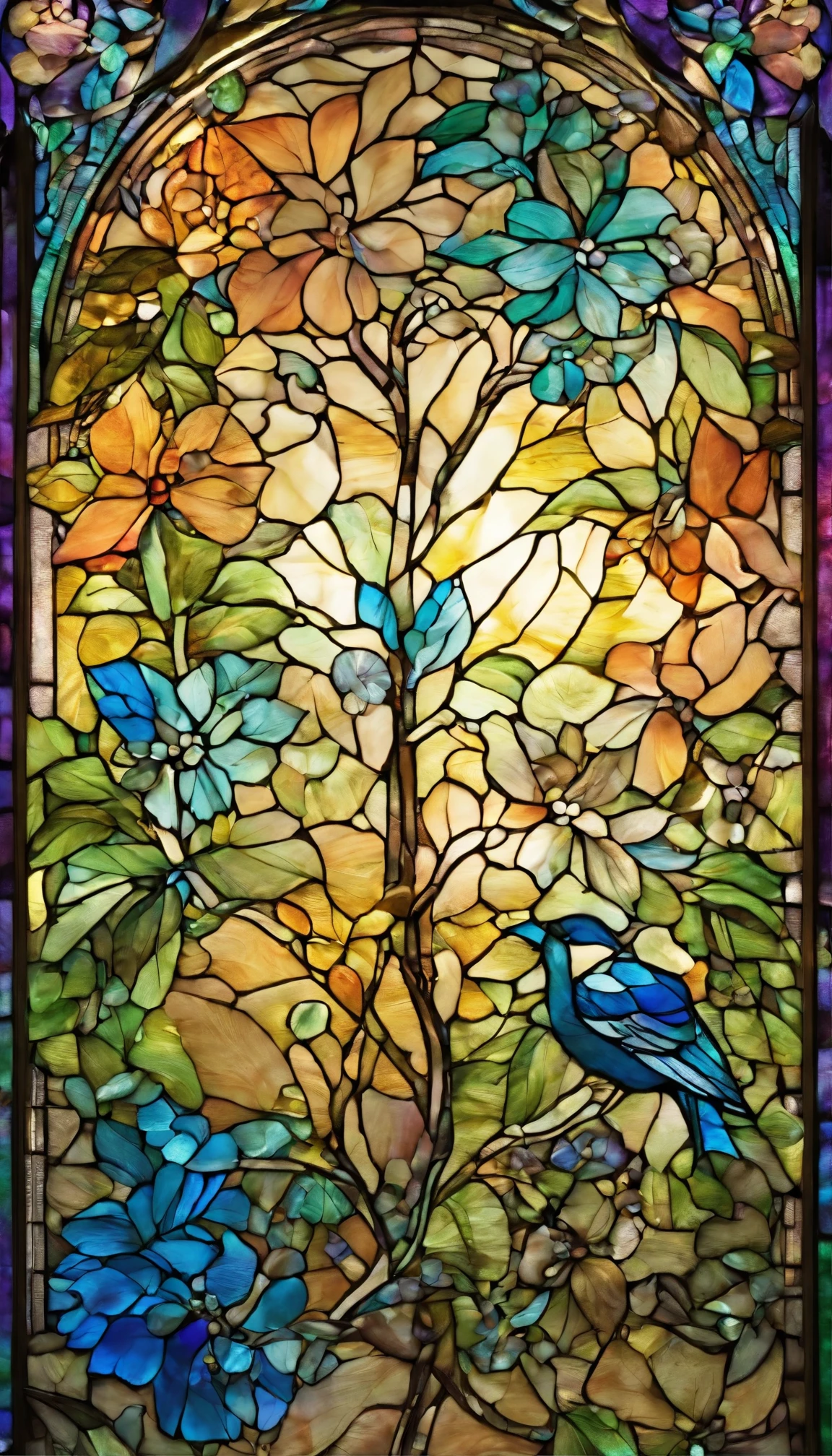 The background is greenblue,All expressed with jewels, the arrival of spring, various beautiful wisteria flowers,beautiful birds, Large tears
, angles looking up from below, various jewels falling from the sky, wonderful and beautiful superb view, slightly hazy, fantastic, high resolution, 8K, (best quality, highres, realistic:1.37), shiny metallic flowers, intricate and delicate petals, reflective surfaces, vibrant colors, intricate details, close-up view, surreal garden, surreal beauty, dreamy atmosphere, fine art, abstract botanicals, metallic sculpture, contrasting textures, ethereal glow