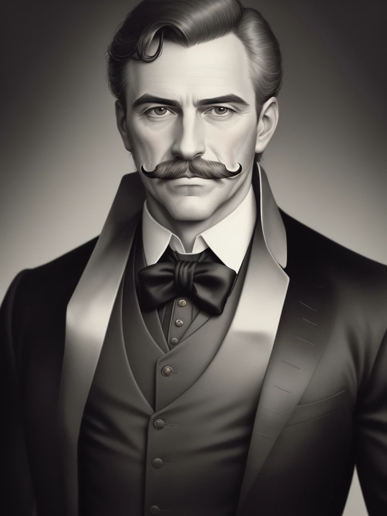 "(best quality,highres,masterpiece:1.2),portrait,aristocratic man with mustache,distinguished,dapper,handsome,refined,elegant attire,vintage style,impeccable grooming,sharp focus,detailed facial features,distinctive mustache,classic background,soft lighting,warm color tone,expressive eyes,nameless but noble demeanor"