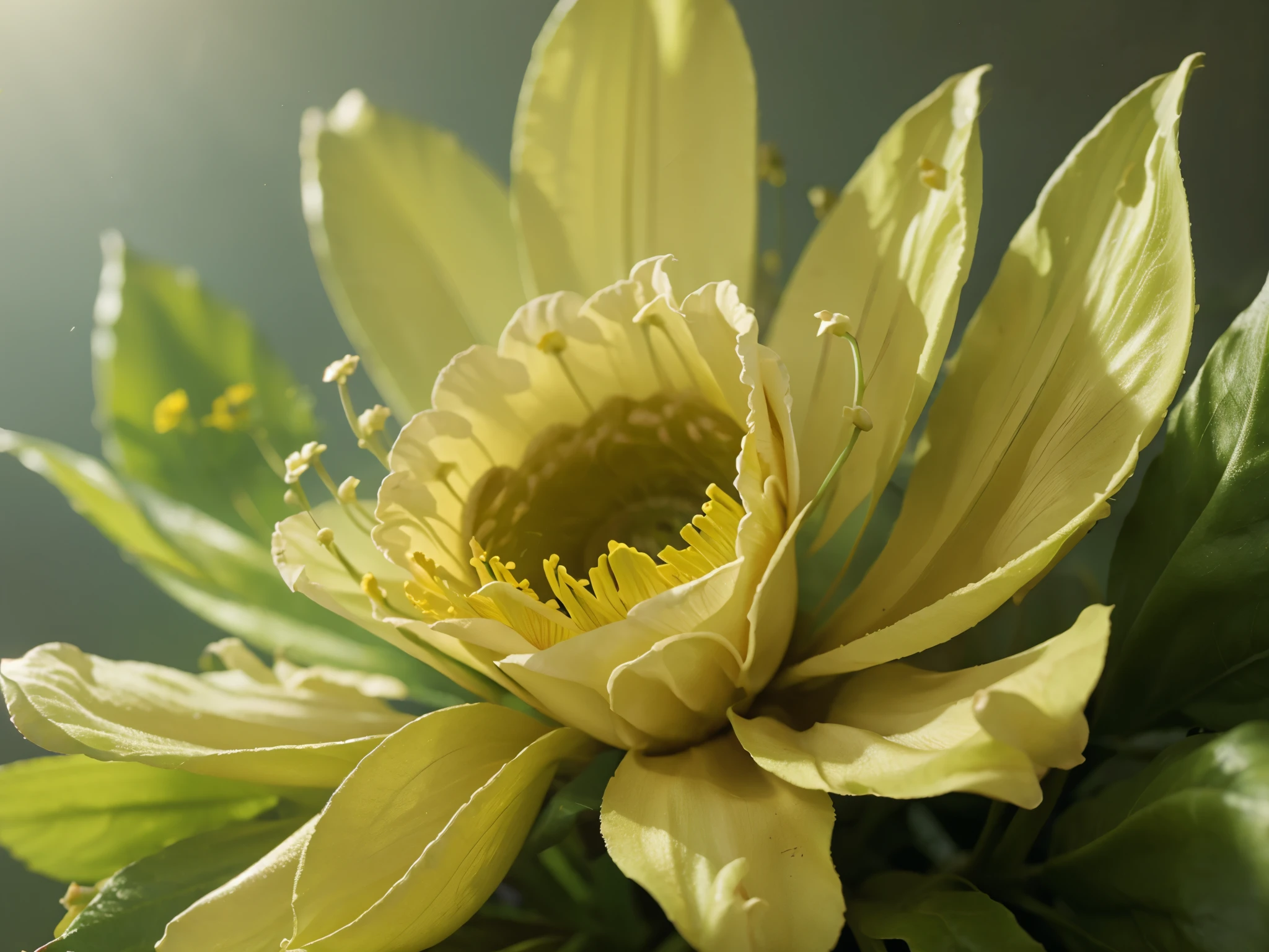 Close-up yellow flower with large pistils