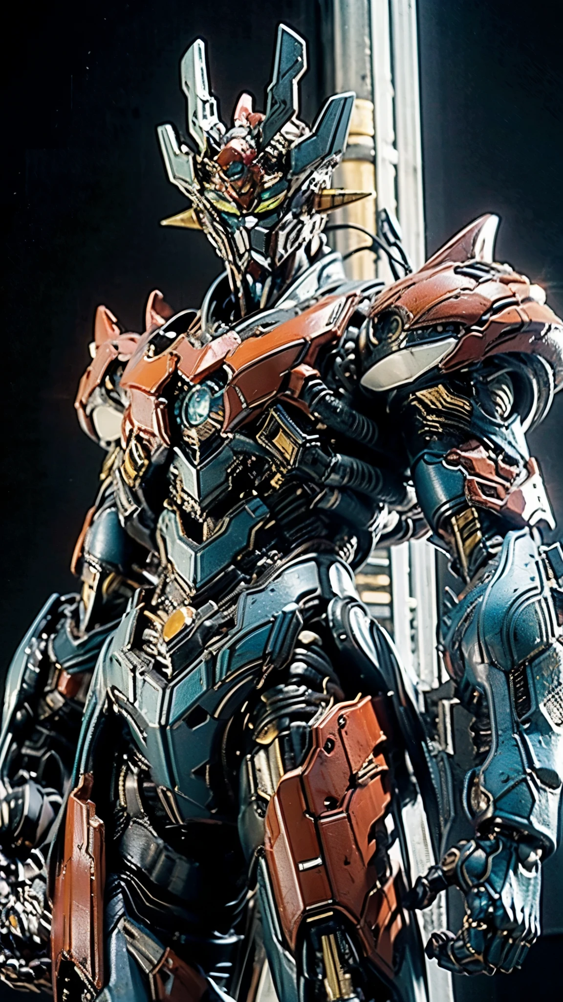 A man wearing a full-face helmet, a fantasy-style biotech armored combat suit, green eyes, (a composite layered chest armor), fully enclosed shoulder guards, matching arm and leg guards, the belt is adorned with Z mark, (the color scheme is primarily white with red and blue accents), the design balances heavy with agility, a high-tech bio-mecha armor, (Armor Concept Inspired by Mazinger Z, stand on the top of a skyscraper in a futuristic sci-fi city), this character embodies a finely crafted fantasy-surreal style armored hero in anime style, exquisite and mature manga art style, (battle damage, element, plasma, energy, the armor glows), ((male:1.5)), metallic, real texture material, dramatic, high definition, best quality, highres, ultra-detailed, ultra-fine painting, extremely delicate, professional, perfect body proportions, golden ratio, anatomically correct, symmetrical face, extremely detailed eyes and face, high quality eyes, creativity, RAW photo, UHD, 32k, Natural light, cinematic lighting, masterpiece-anatomy-perfect, masterpiece:1.5