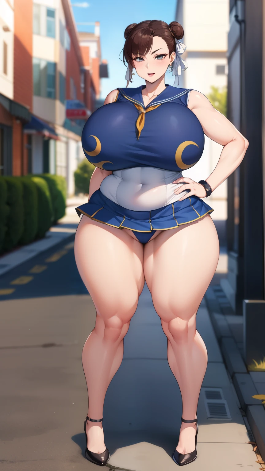 Big Breasts, Big Hips,Full Body Shot, Mature mother, Whipping the lower body, Plump thighs, ox, Seductive mature woman, Perfect body, Plus Size Model,high school girl,Sailor suit, The skirt is short,Mature woman wearing Sailor suit,Chunli
