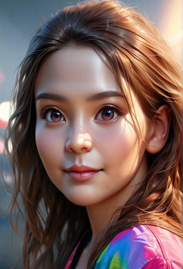 (best quality,4k,8k,highres,masterpiece:1.2),ultra-detailed,(realistic,photorealistic,photo-realistic:1.37),young girl,brown hair,big eyes,cute-fine face,big bosom,beautiful Japan girl face,cute pretty girl,beauty,portrait,soft lighting,colorful tone