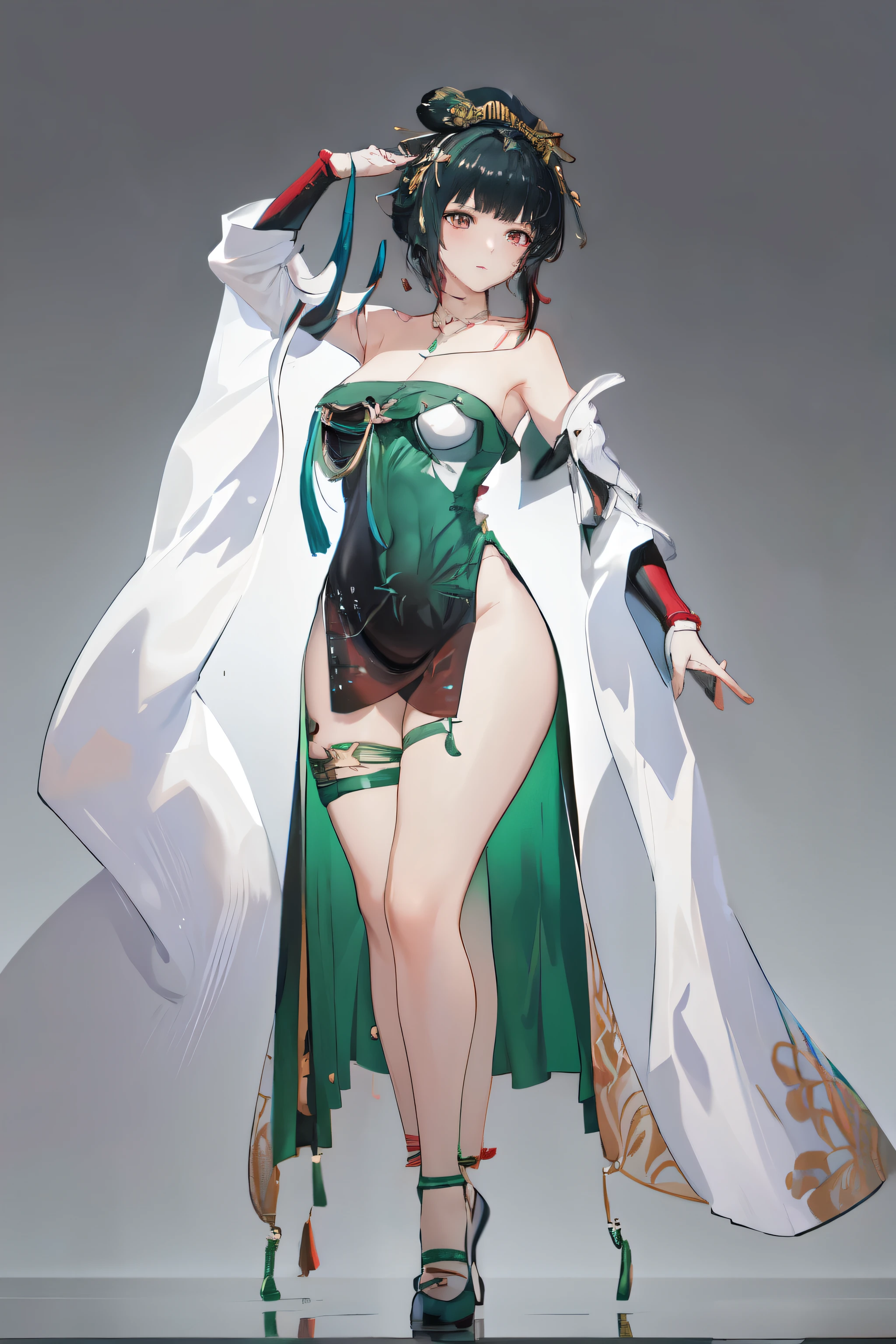 masterpiece, best quality BREAK solo, china dress, highres, 1girl, standing, (large breasts), mature female, hanying, Full body drawing, (masterpiece), (best quality), (hyperdetail), (illustration), ((extremely delicate and beautiful)), (detailed light), (prefect's body), full body drawing, Hanying, HanYing, sexy, sexy belly, sexy belly line, sexy belly button