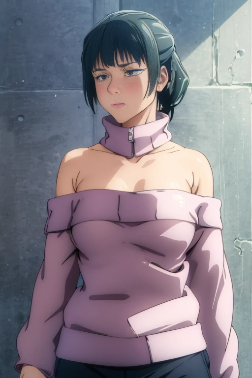 (masterpiece:1.1), (best quality:1.1), (4k:1.1), (uhd:1.1), (extremely detailed 8K wallpaper:1.1), 3d, nsfw, pov, dramatic angle, expressionless, blush, serious, (sweater:1.1), (off shoulder:1.1), capri pants