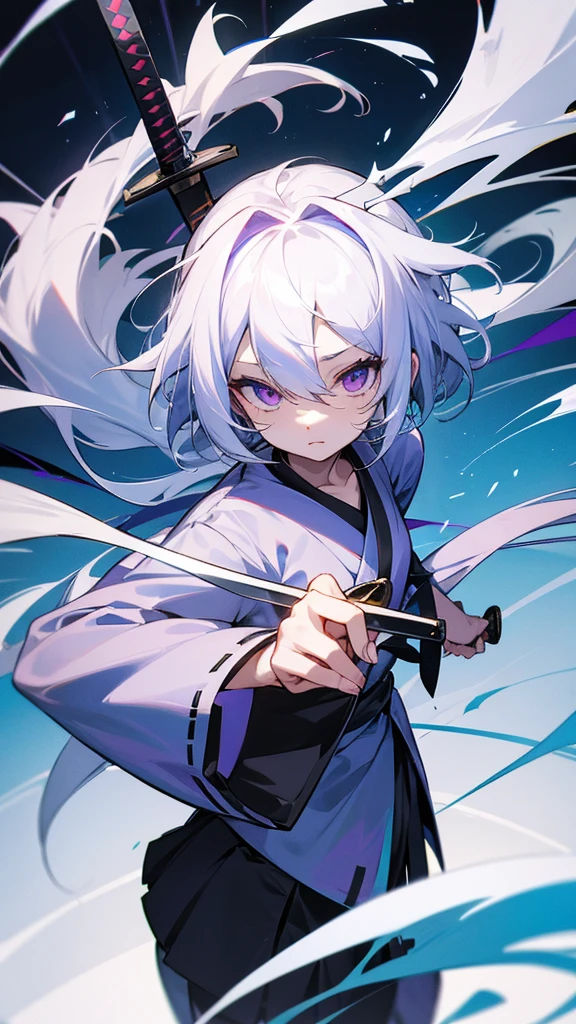 highest quality Neutral face woman Sky blue white hair White, black and sky blue clothes I have long hair kind Odd Eye Sagume Rare God Animal ears Japanese sword Short knife