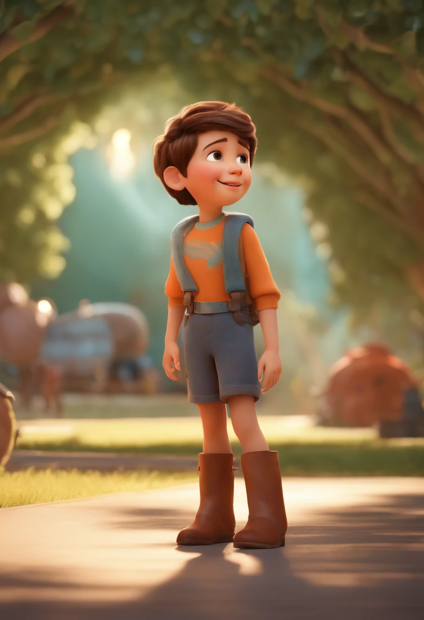 a happy cute standing short hair, vestindo uma fantasia espacial, , fundo branco, barnet, tom, Estilo Pixar, ..3d, desenhos animados, rosto detalhado, asymmetrical 16k