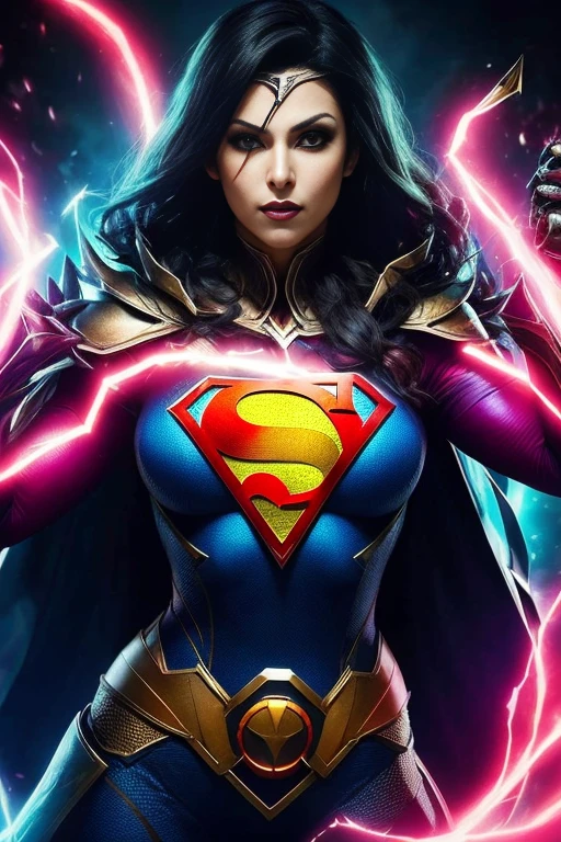 (papel de parede 8k extremamente detalhado), An average necromancer photo of a corrupted superheroine, intrincado, alto detalhe, Dramatic