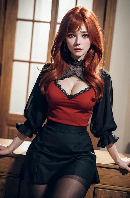 (best high quality:1.5), work of art, (8k), extremely detailed, (High details:1.4), Solo, ((HotLexi)), (((white skin:1.2))), irish red-haired female with 24 years old, (strapless, mini-shorts), (medium round breasts), (perfect hourglass hot body),