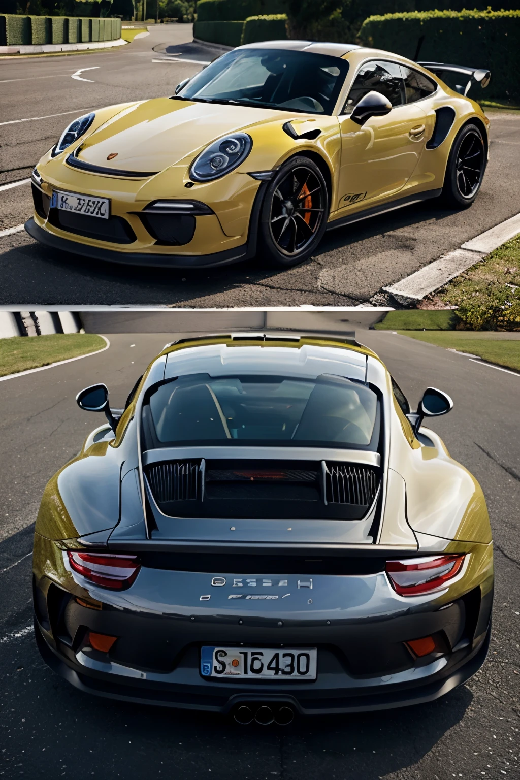 Porsche 911 GT3 RS, amarelo, parked with driver&#39;s side view