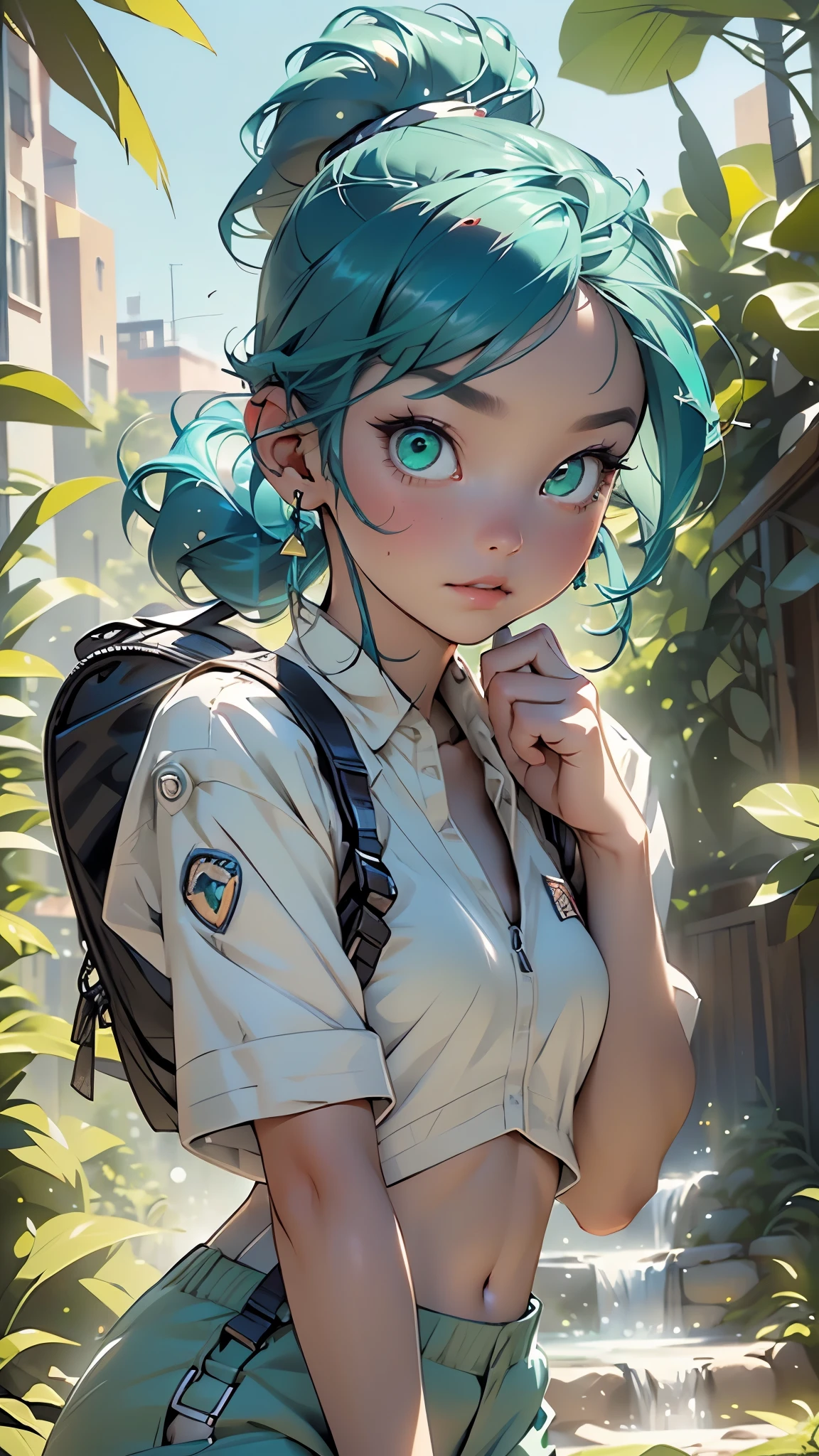 Cute girl,(((Little,tiny Little body,Little))),(((6 years old))),((extremely Cute and beautiful blue hair)),

(((flat chest))),((((blue hair:1.35,ponytail,Colored inner hair,Ear breathing)))),(((green_Eyes:1.3))),,beautiful detailed Eyes,symmetrical Eyes,big Eyes:1.5,(((lustrous skin:1.5,bright skin: 1.5,skin tanned,shiny skin,very shiny skin,Shiny body,plastic glitter skin,exaggerated shiny skin,illuminated skin))),(Detailed body,(Detailed face)),((flat chested, flat stomach, baby face)),

Cute,sluttish,Erotic,((NSFW)),

(female scout, with a backpack on her back, scout suit, hanging lantern, blue hair),

(Dynamic Pose:1.0),embarrassed,(Centered,scale to fit the dimensions,thirds rule),

huge tower on the island,architecture,blue sky,building,day,fantasy,island,huge tower on the island,building,architecture,landscape,sea,beautiful day,rock,sky,tower,tree,waterfall,scenery:1.25,((intricate scenery)),

(Glossy glowing ornaments),highres,sharp focus,(ultra detailed,extremely detailed),(photorealistic artwork:1.37),(extremely detailed CG unity 8k wallpaper),(((vibrant colors,vibrant theme))),(intricate),(masterpiece),(best quality),artistic photography,(photography taken by sldr),(intricate background),perfect rendered face,perfect face details,realistic face,photo realistic,((intricate detail)),(((realism))),
