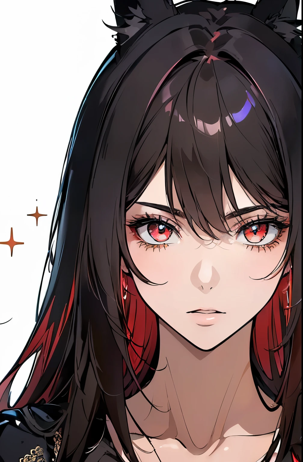 (Cat girl), (smoking), cat ears, black hair, business casual attire, cool, red dress shirt, pretty red eyes, cat tail, ((Crimson Red Eyes eyes: 1.3, Upturned Eyes: 1, Perfect Eyes, Beautiful Detailed Eyes, Gradient eyes: 1, Finely Detailed Beautiful Eyes: 1, Symmetrical Eyes: 1, Big Highlight On Eyes: 1.2)), (((Lustrous Skin: 1.5, Bright Skin: 1.5, Skin Fair, Shiny Skin, Very Shiny Skin, Shiny Body, Plastic Glitter Skin, Exaggerated Shiny Skin, Illuminated Skin))), (Detailed Body, (Detailed Face)), (((Skirt))), High Resolution, Sharp Focus, Ultra Detailed, Extremely Detailed, Extremely High Quality Artwork, (Realistic, Photorealistic: 1.37), 8k_Wallpaper, (Extremely Detailed CG 8k), (Very Fine 8K CG), ((Hyper Super Ultra Detailed Perfect Piece)), (((Flawless masterpiece))), Illustration, Vibrant Colors, (Intricate), High Contrast, Selective Lighting, Double Exposure, HDR (High Dynamic Range), Post-processing, Background Blur, (Sexy pose), (Mature woman), big sis