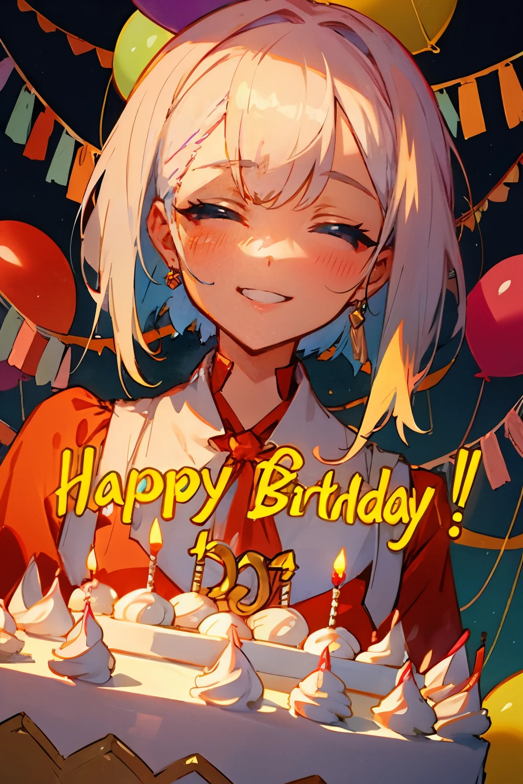 (Masterpiece, best quality)
(detailed light), (an extremely delicate and beautiful), volume light, best shadow, flash, Depth of field, dynamic angle, Oily skin,big smile
upper body, 1 Girl on her birthday, extremely detailed big birthday cake,
Colorful dresses, lots of pretty ruffles, red bows, headbands,
Make a wish
Beautiful elegant room, lots of streamers, balloon
BREAK