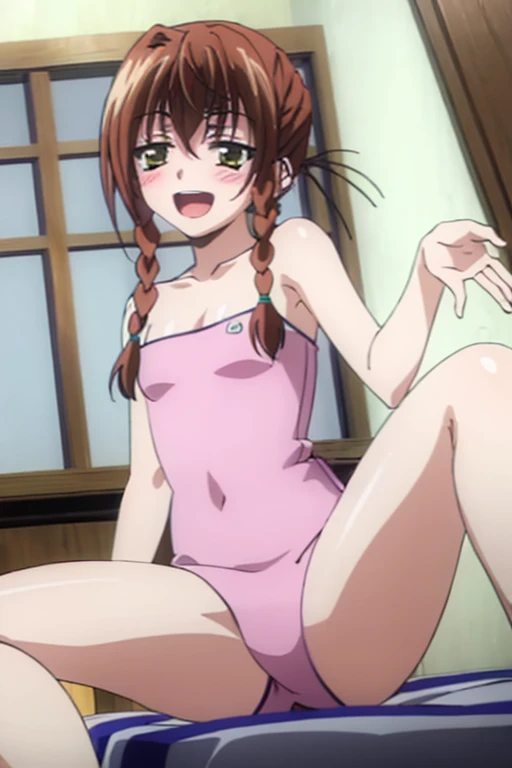 ((highest quality)), ((masterpiece)), (be familiar with), Perfect Face, indoor, Bedroom, Watching the audience,
One woman, Kiryu Aika,
Open Mouth, Ecstatic expression, blush, smile,
Small breasts, Flat Chest, Young Girl, , , Girl,
Long Hair, Braid,
Leg spread,