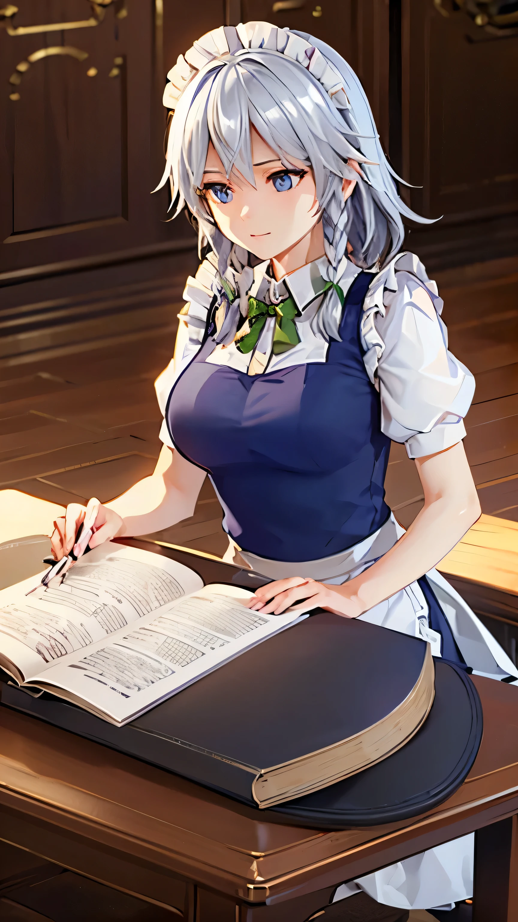(Unity 16k wallpapers, table top, highest quality, super detailed, Highly detailed CG, cinematic lighting, be familiar with, detailed and beautiful eyes, alone),超A high resolution,fine skin,Sexy,maid, maid apronl, maid's headdress,knife