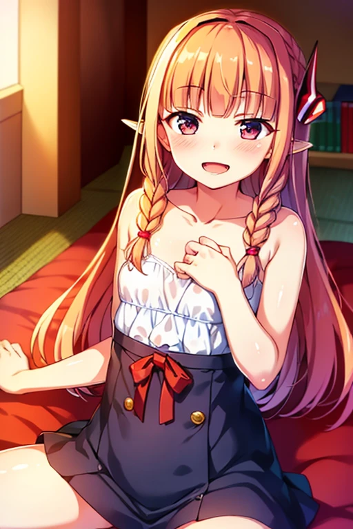 ((highest quality)), ((masterpiece)), (be familiar with), Perfect Face, indoor, Bedroom, Watching the audience,
One woman, Kiryu Aika,
Open Mouth, Ecstatic expression, blush, smile,
Small breasts, Flat Chest, Young Girl, , , Girl,
Long Hair, Braid,
Leg spread,