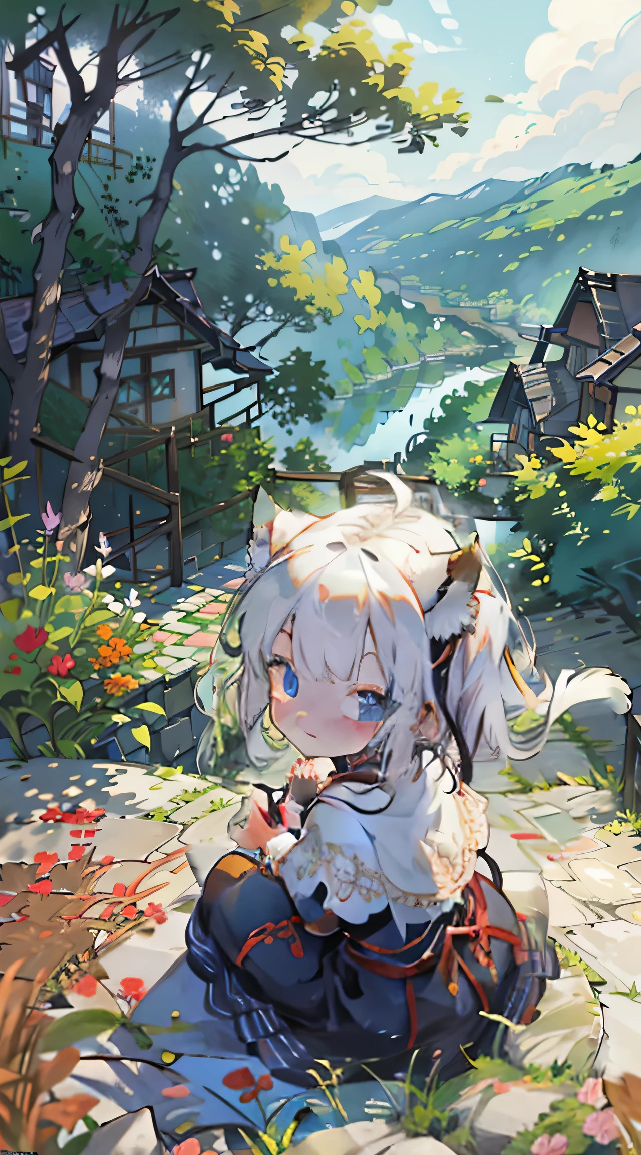 (Tabletop, highest quality: 1.1), Ghibli style, alone, , Weibo, Tinker's Wife (Tabletop), highest quality, Expressive eyes, Perfect Face, Small breasts, thin, ((Wearing a dress and playing the piano)),Transparent glass bottle body, Glass Girl, transparent, Wavy green hair, Pink and blue eyes, Green leaves of hair, Eyes like shining jewels, Long eyelashes, Transparency, ((Wearing a dress and playing the piano)), (Red Jewel Autumn Costume)), whole body, Standing Pose Reaching Out, thin feet, Perfect hands, Five Fingers, Yun News (Hmph), no_human, (((Cat ear))), Forest land