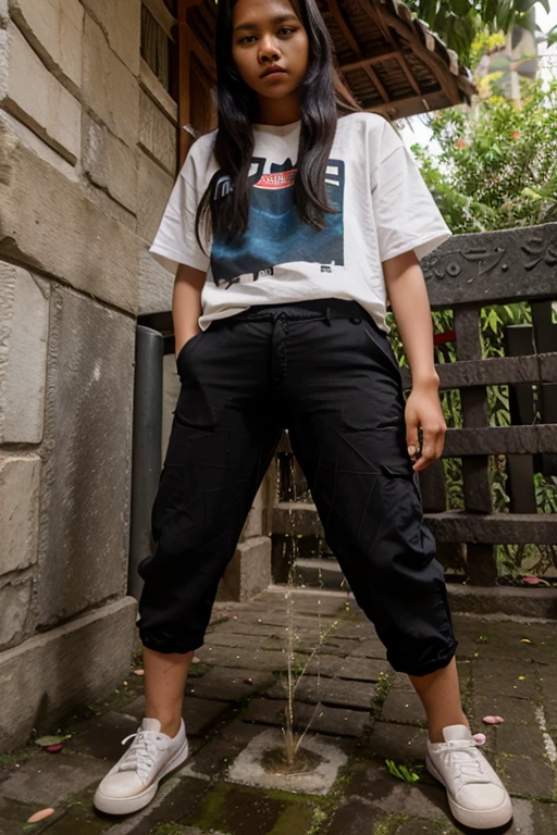 Indonesia Teen girl peeing trousers