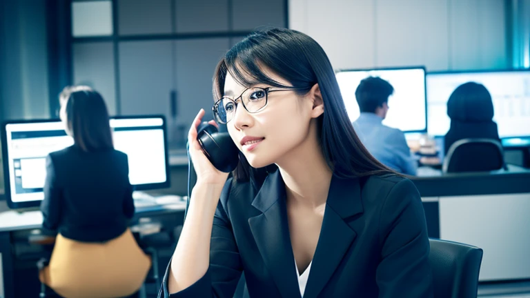 A career woman at work。Working at a computer、meeting、Document preparation、Interacting with colleagues。