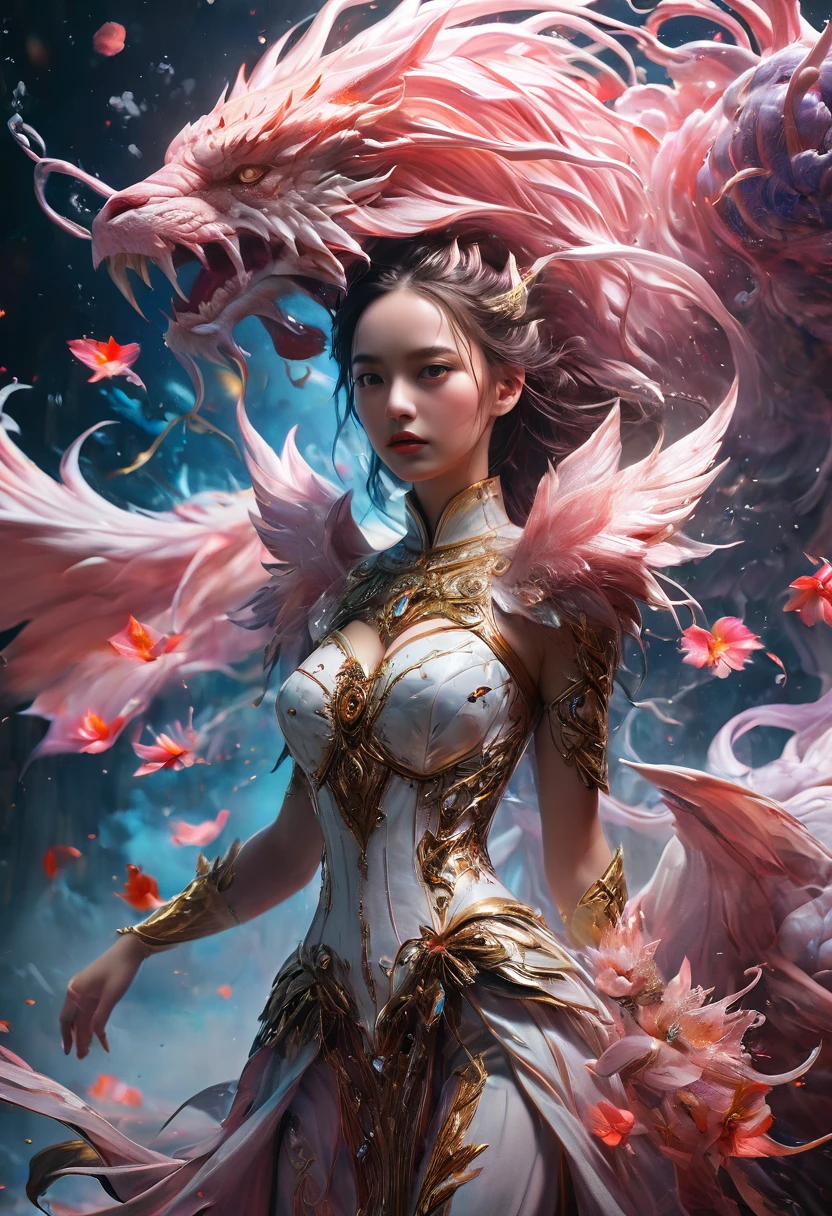 (highest quality,4K,8k,High resolution,masterpiece:1.2), Super detailed, (Realistic,photoRealistic,photo-Realistic:1.37), white creature, Otherworldly, Lovecraft, Chitinous Skin, Bioluminescence Pattern, Dark color palette, Spooky lighting.(Browsing Caution:1.4), white, pink, orange, Very long and sharp red claws, Big Claws, Her body is bioluminescent. Moisturized Skin, (Extremely detailed and intricate skin patterns:1.2), (Translucent chitinous exoskeleton:1.3), (Very small waist:1.4), (Destroyed Anatomy:1.5), violent, erotic