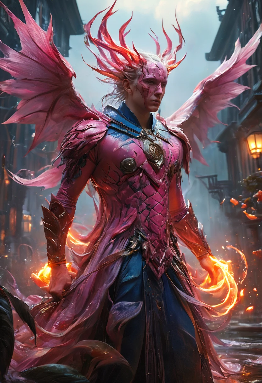 (highest quality,4K,8k,High resolution,masterpiece:1.2), Super detailed, (Realistic,photoRealistic,photo-Realistic:1.37), white creature, Otherworldly, Lovecraft, Chitinous Skin, Bioluminescence Pattern, Dark color palette, Spooky lighting.(Browsing Caution:1.4), white, pink, orange, Very long and sharp red claws, Big Claws, Her body is bioluminescent. Moisturized Skin, (Extremely detailed and intricate skin patterns:1.2), (Translucent chitinous exoskeleton:1.3), (Very small waist:1.4), (Destroyed Anatomy:1.5), violent, erotic
