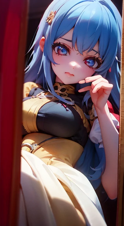 Close-up of a woman in a dress standing near a dressing table,guweiz masterpiece,guweiz,guweiz style artwork,8k high quality detailed art,cgstation trends,cgstation trends,Beautiful charming anime woman,Very detailed and rich costumes,Steampunk beautiful anime woman,Elegant corset