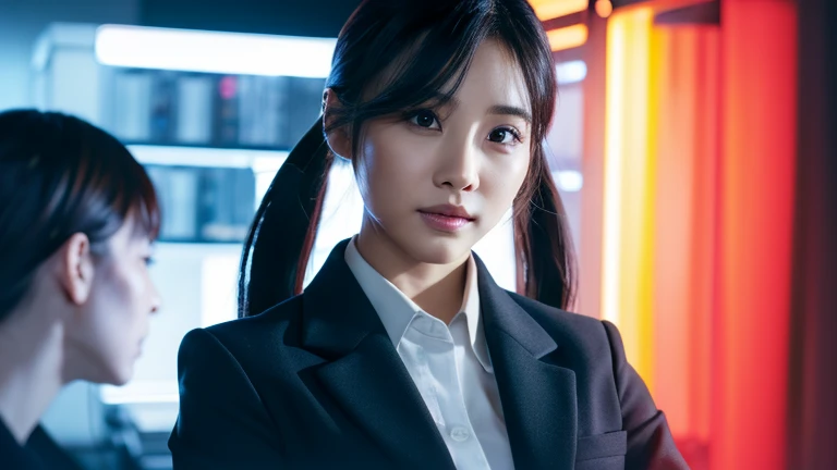 Woman in a business suitがコンピューターとモニターのある机に座っている, deayami kojima, Woman in a business suit, Lee Ji-eun, Lee Ji-eun, Shin Min-jung, Kim Hyun-joo, Ayamin to whom, Yoshitomo Nara, from me, Medium portrait, Professional image, In front of the computer, Fan art